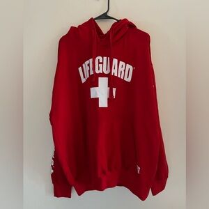 Red Lifeguard Hoodie Sweatshirt Size Extra Large